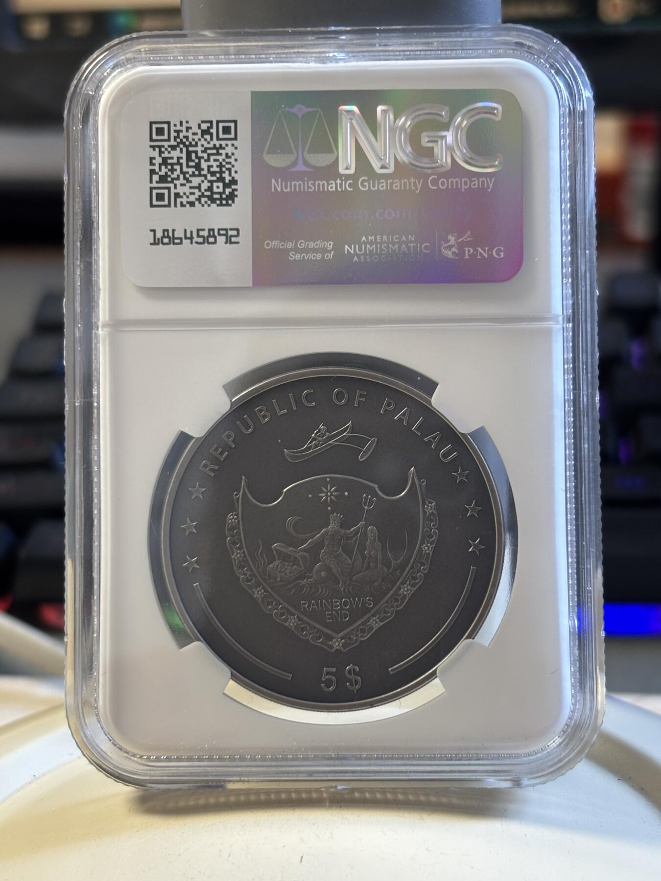 第194期拍卖 帕劳2024年扑克警卫镀金仿古浮雕银币NGC-MS70,9999银，1盎司，发行1111枚