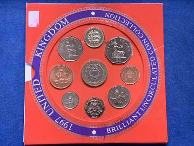 《竞宝斋》第470场 周日，周一，周二 3场连拍 （全场包邮）欢迎送拍 - 英国1997年普制套币 9枚 细节状态都不错