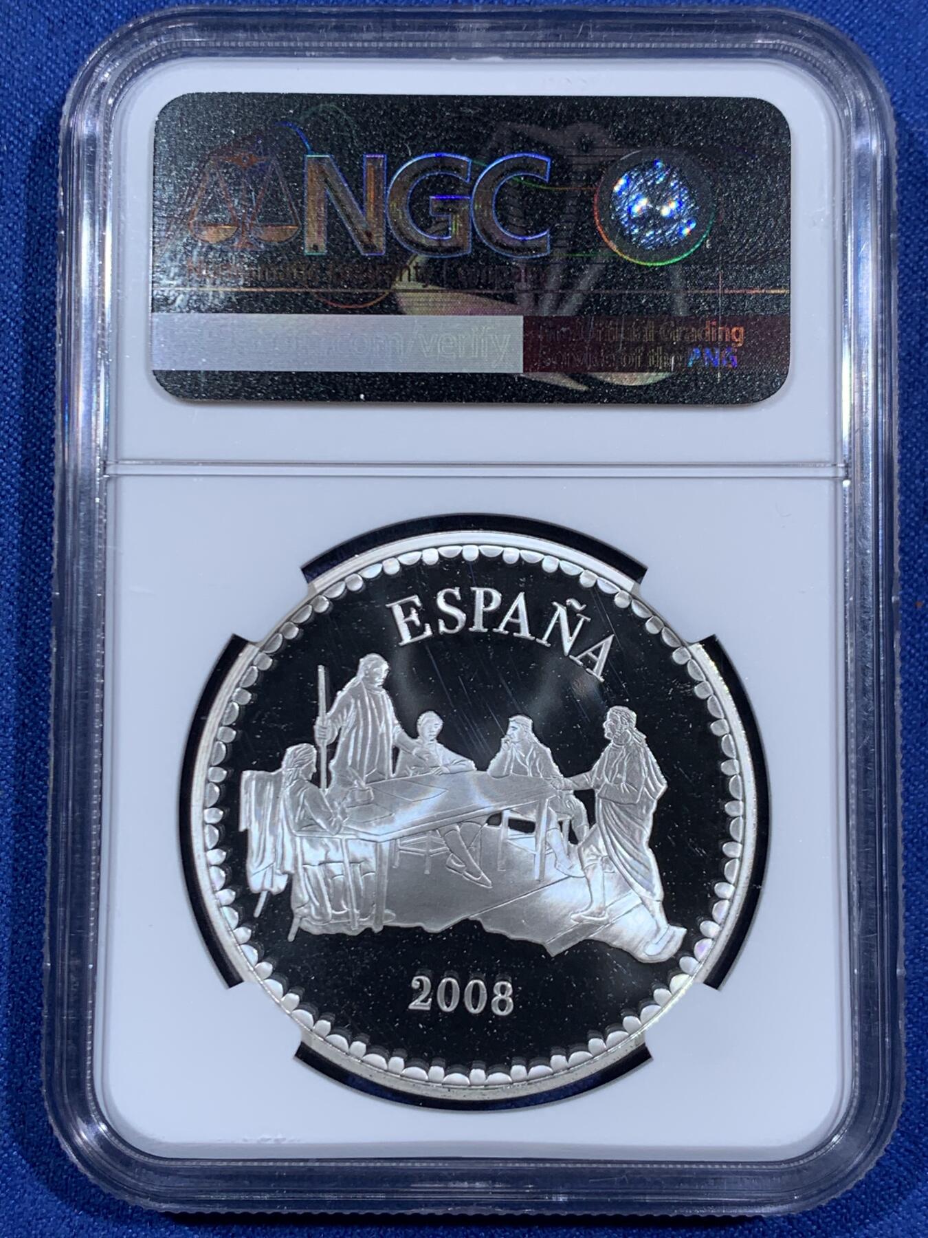 《竞宝斋》第470场 周日，周一，周二 3场连拍 （全场包邮）欢迎送拍 NGC PF68UC 西班牙2008年保卫国家战役胜利双面主题10欧精制纪念银币（27克，925银，币径40MM，限量发行12000枚，西班牙历史上反法战争纪念题材）