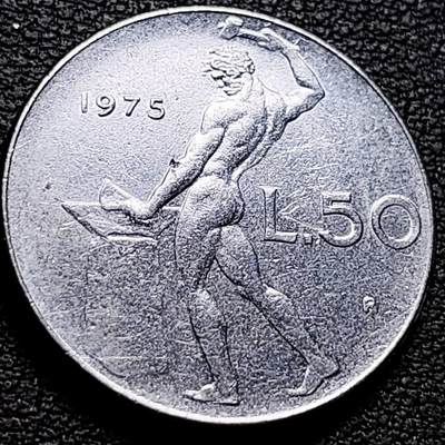 泉币菌-第210场-拍品多 请提前出价 - 意大利 1975年 50里拉 锻冶之神 伍尔坎 24mm