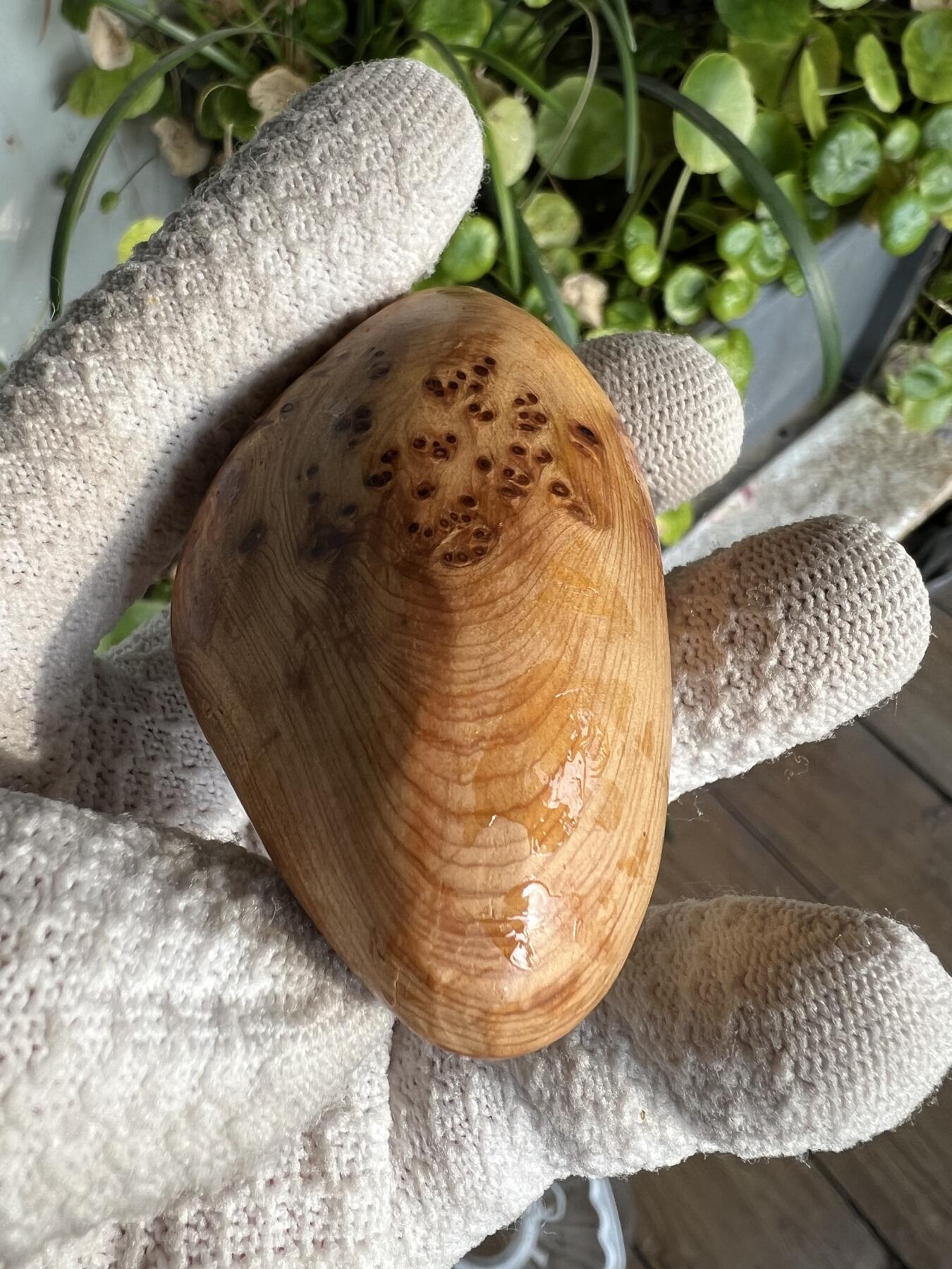 零元拍：崖柏瘤花随型手把件，十多年前的存货了，陈化的非常好，香味扑鼻，油性极大。