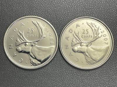 回流0315 - 加拿大不同女王形象25分两枚 驯鹿