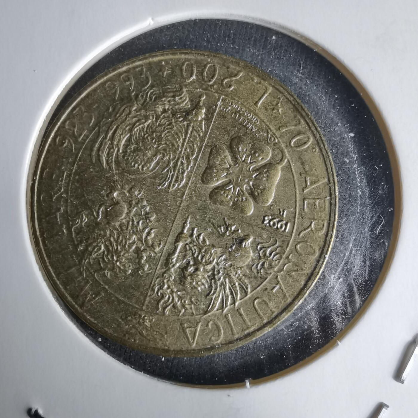 沼泽如烟--第1025场 意大利1993年200里拉纪念币