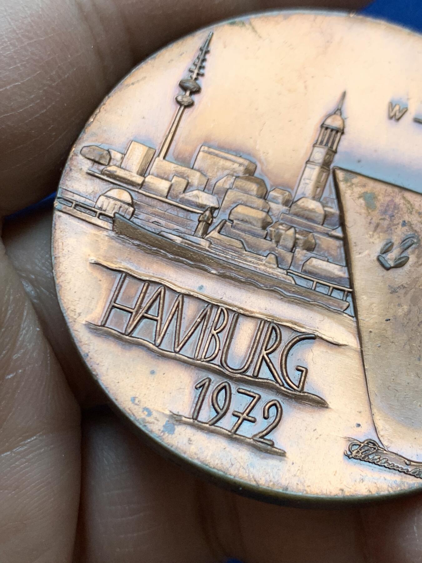 《竞宝斋》第470场 周日，周一，周二 3场连拍 （全场包邮）欢迎送拍 1972年德国汉堡城市纪念铜章 F. Stuhlmüller 作 50.8克 49.9mm