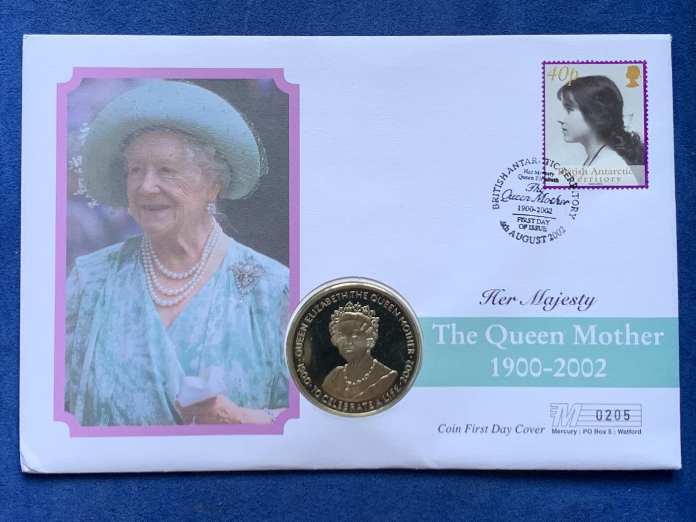 《竞宝斋》第470场 周日，周一，周二 3场连拍 （全场包邮）欢迎送拍 赞比亚2002年纪念女王母亲1000克瓦查纪念币，邮币首日封编号0205