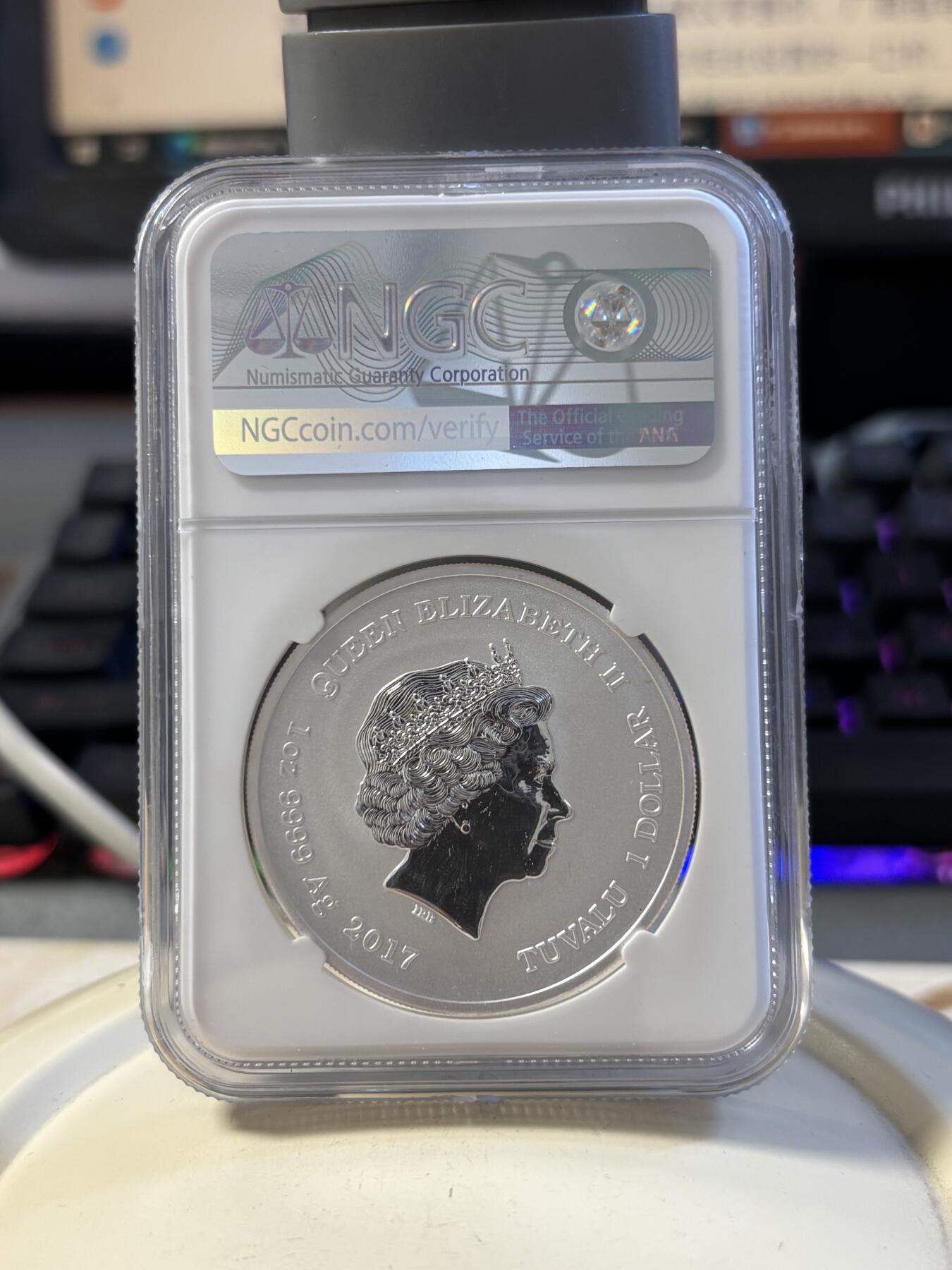 第194期拍卖 图瓦卢2017漫威超级英雄蜘蛛侠纪念银币NGC-MS70，9999银，1盎司，发行50000枚