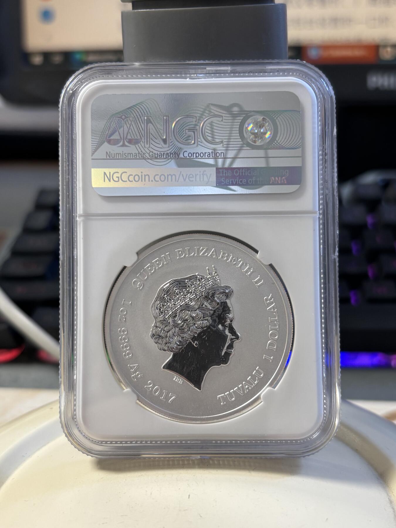 第194期拍卖 图瓦卢2017漫威超级英雄蜘蛛侠纪念银币NGC-MS70，9999银，1盎司，发行50000枚