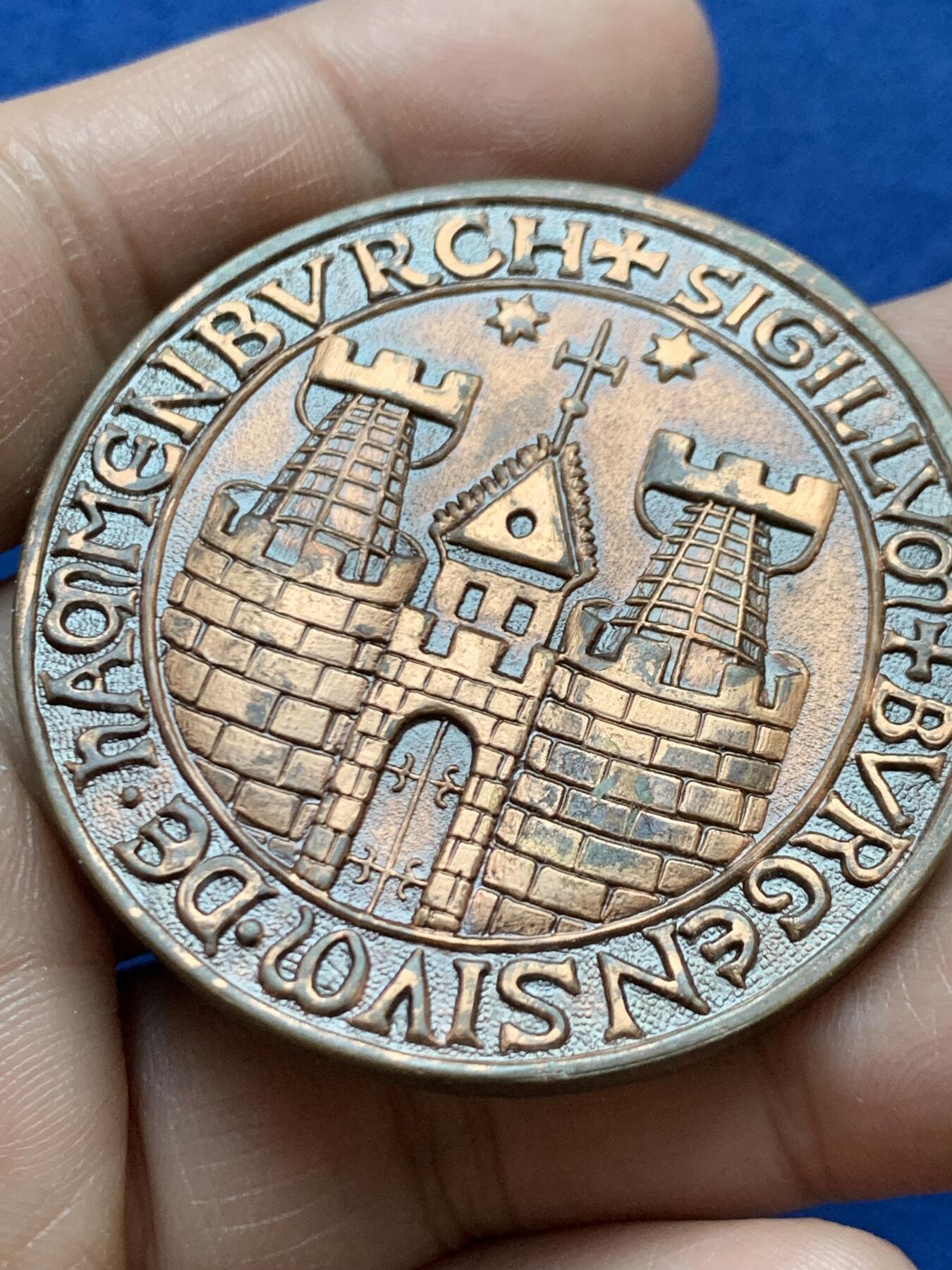 《竞宝斋》第470场 周日，周一，周二 3场连拍 （全场包邮）欢迎送拍 1972年德国汉堡城市纪念铜章 F. Stuhlmüller 作 50.8克 49.9mm