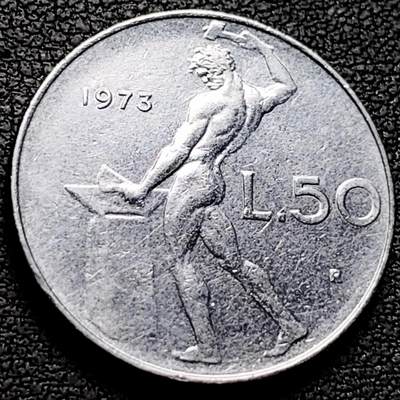 泉币菌-第210场-拍品多 请提前出价 - 意大利 1973年 50里拉 锻冶之神 伍尔坎 24mm