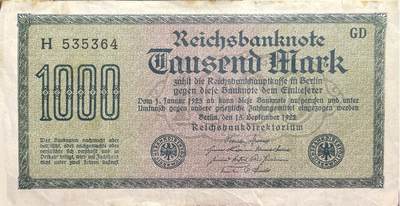 回流0315 - 德意志帝国（魏玛共和国）1922年版1000马克纸币