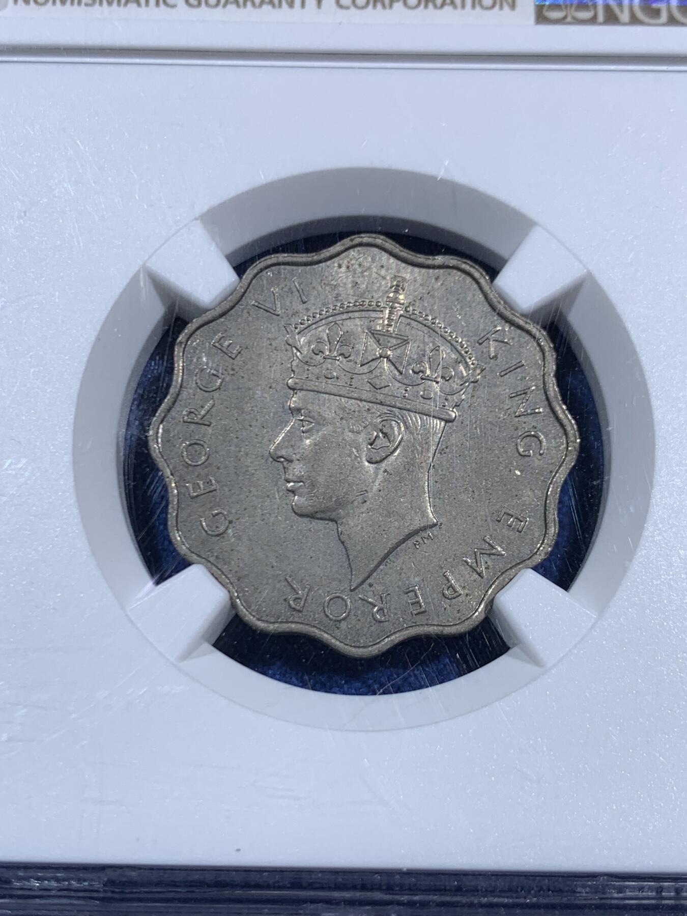 《竞宝斋》第470场 周日，周一，周二 3场连拍 （全场包邮）欢迎送拍 NGC MS62 英属塞舌尔1939年10分辅币