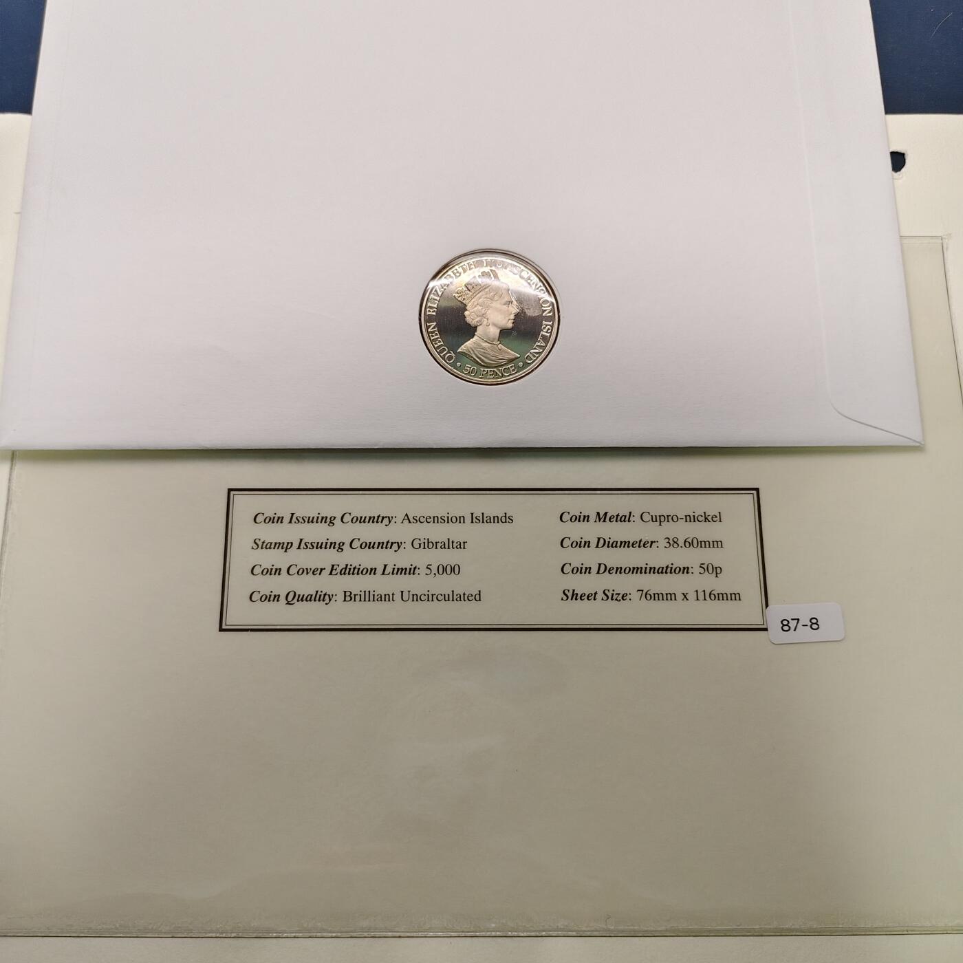 【全场包邮】纯粹捡漏拍513场 【邮币封】阿森松群岛2003年50便士女王加冕50周年克朗型PL纪念邮币封