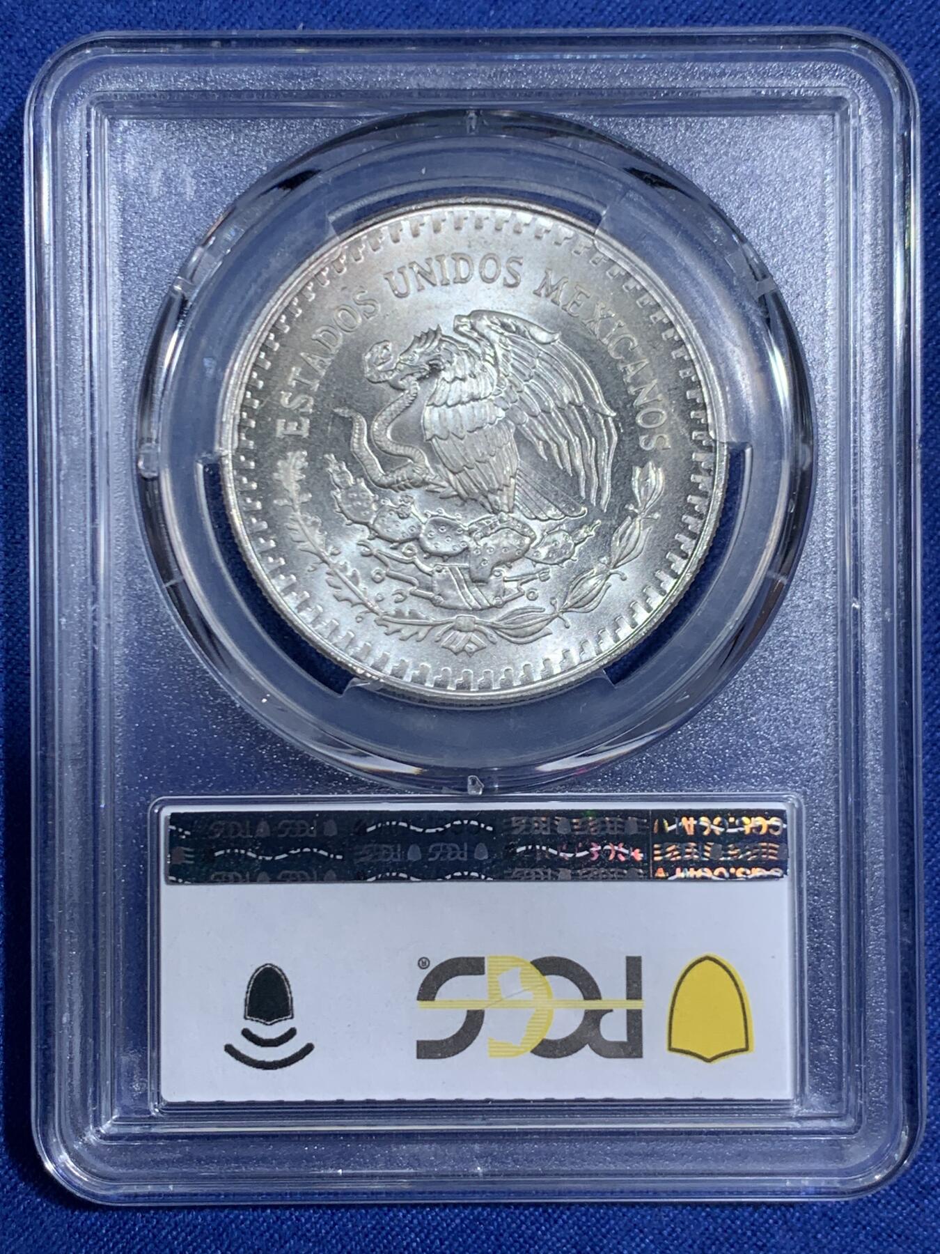 《竞宝斋》第470场 周日，周一，周二 3场连拍 （全场包邮）欢迎送拍 PCGS MS65 墨西哥 1990年 1盎司 自由女神银币 世界主流投资银币之一 老版币面已绝版