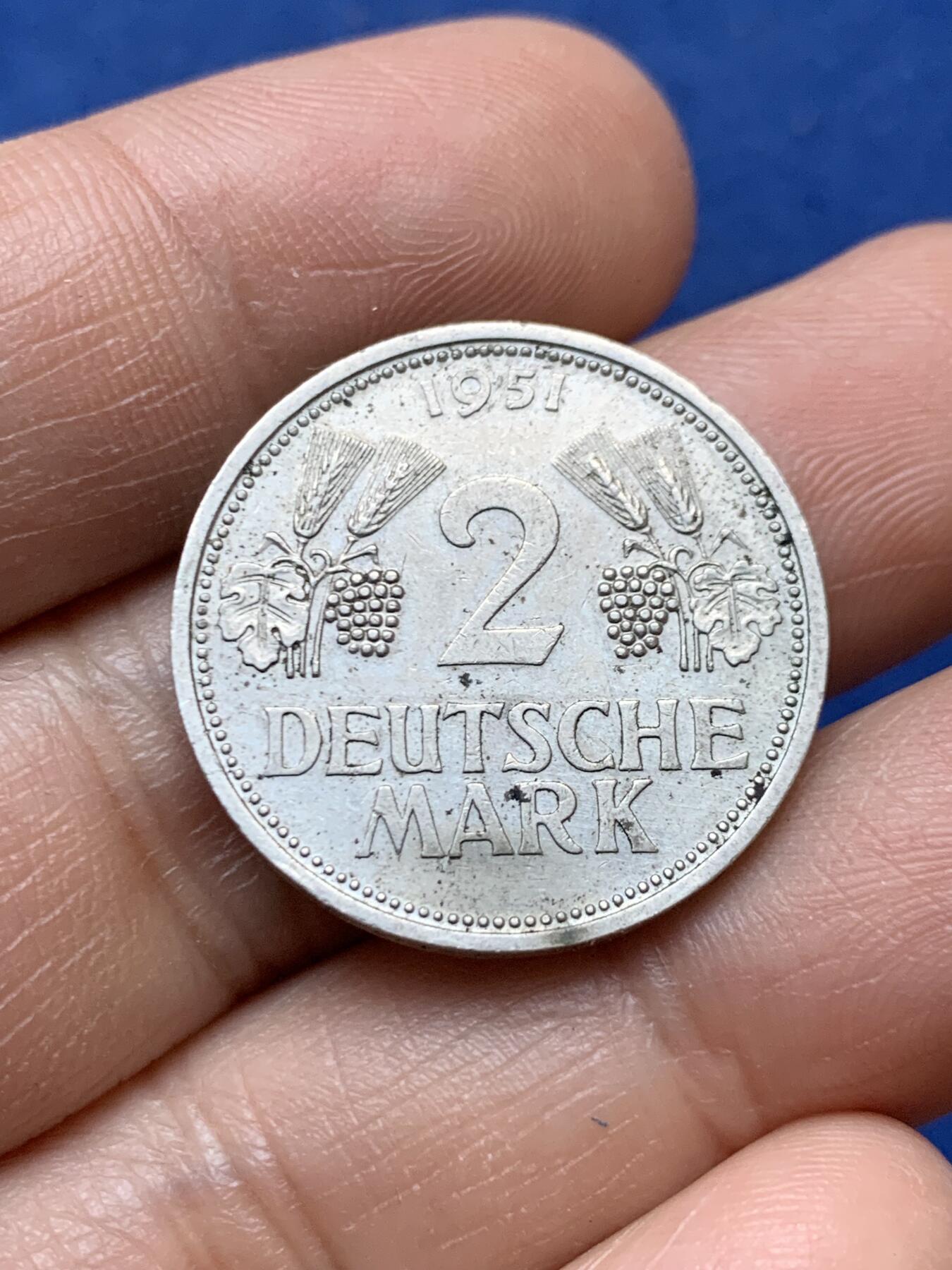 《竞宝斋》第470场 周日，周一，周二 3场连拍 （全场包邮）欢迎送拍 联邦德国1951年D版2马克