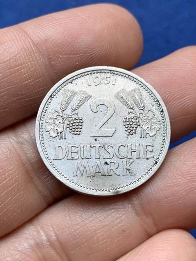 《竞宝斋》第470场 周日，周一，周二 3场连拍 （全场包邮）欢迎送拍 - 联邦德国1951年D版2马克