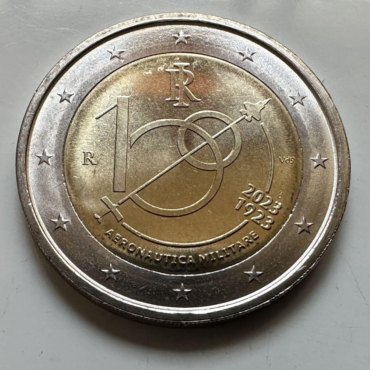 🌹外币初藏🌹🐯2026年第29场   欧元纪念币 接代拍 意大利 2023年 空军成立100周年 2欧元双色纪念币