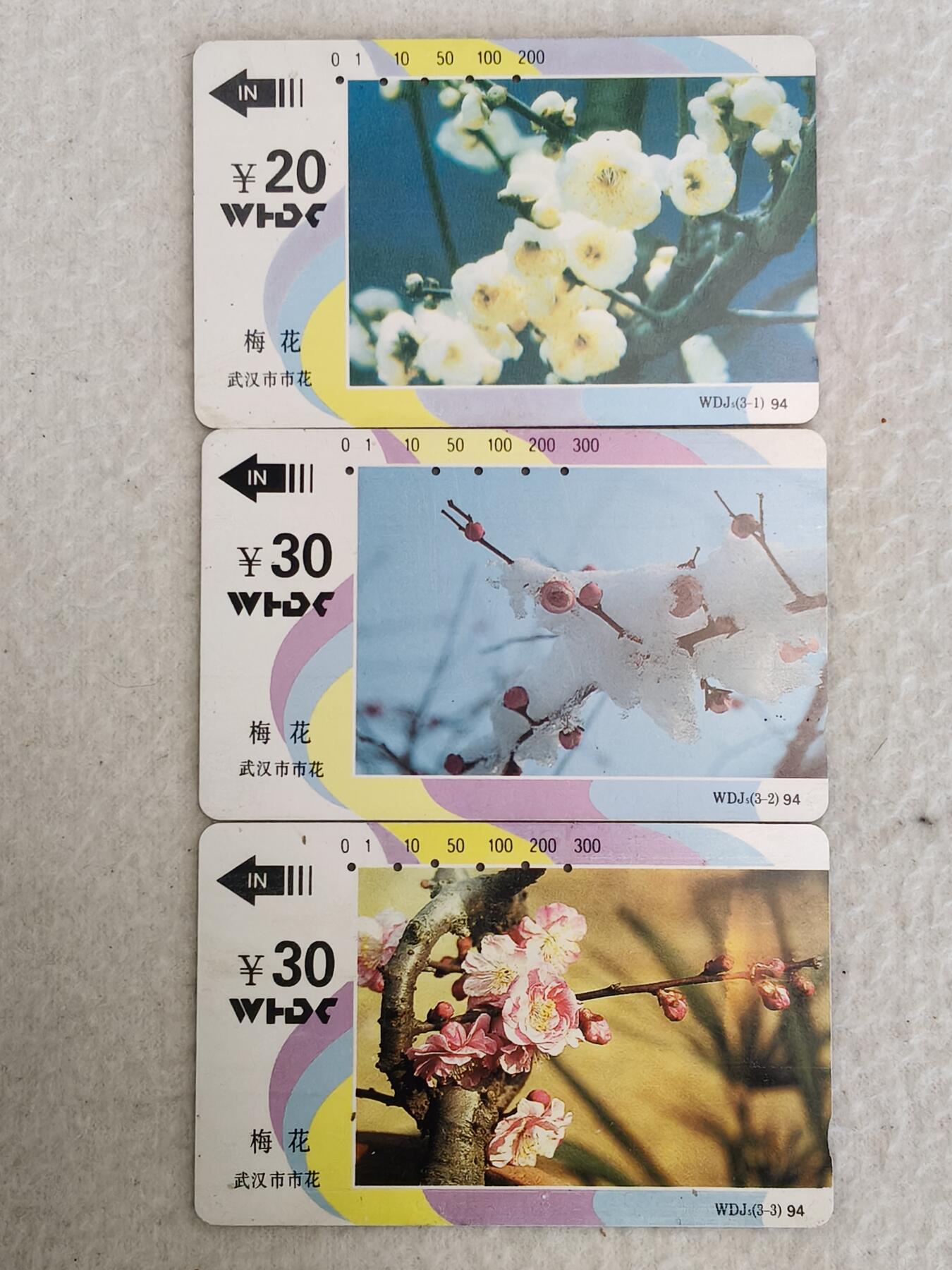 易卡拍卖第83期 武汉市市花——梅花（旧卡，多孔卡）。品相如图所示！ ]