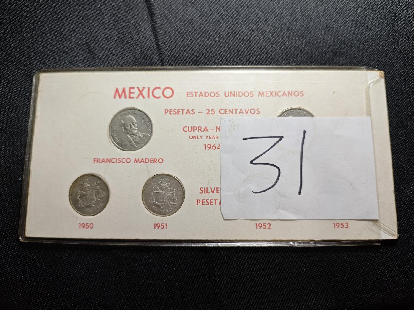 KK钱币收藏小铺   套币专场 2月预留时间 周末发货  墨西哥套币 含4枚25分银币