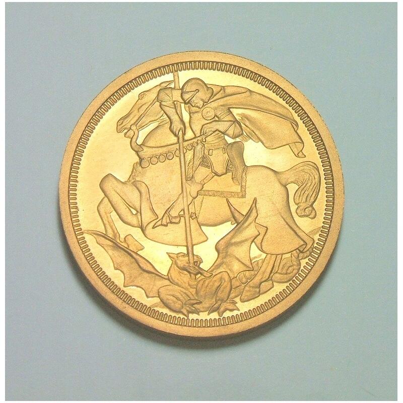 【样币】【艺术】英国乔治五世+屠龙马剑 高浮雕精制1克朗样币 发行量仅750枚 40MM