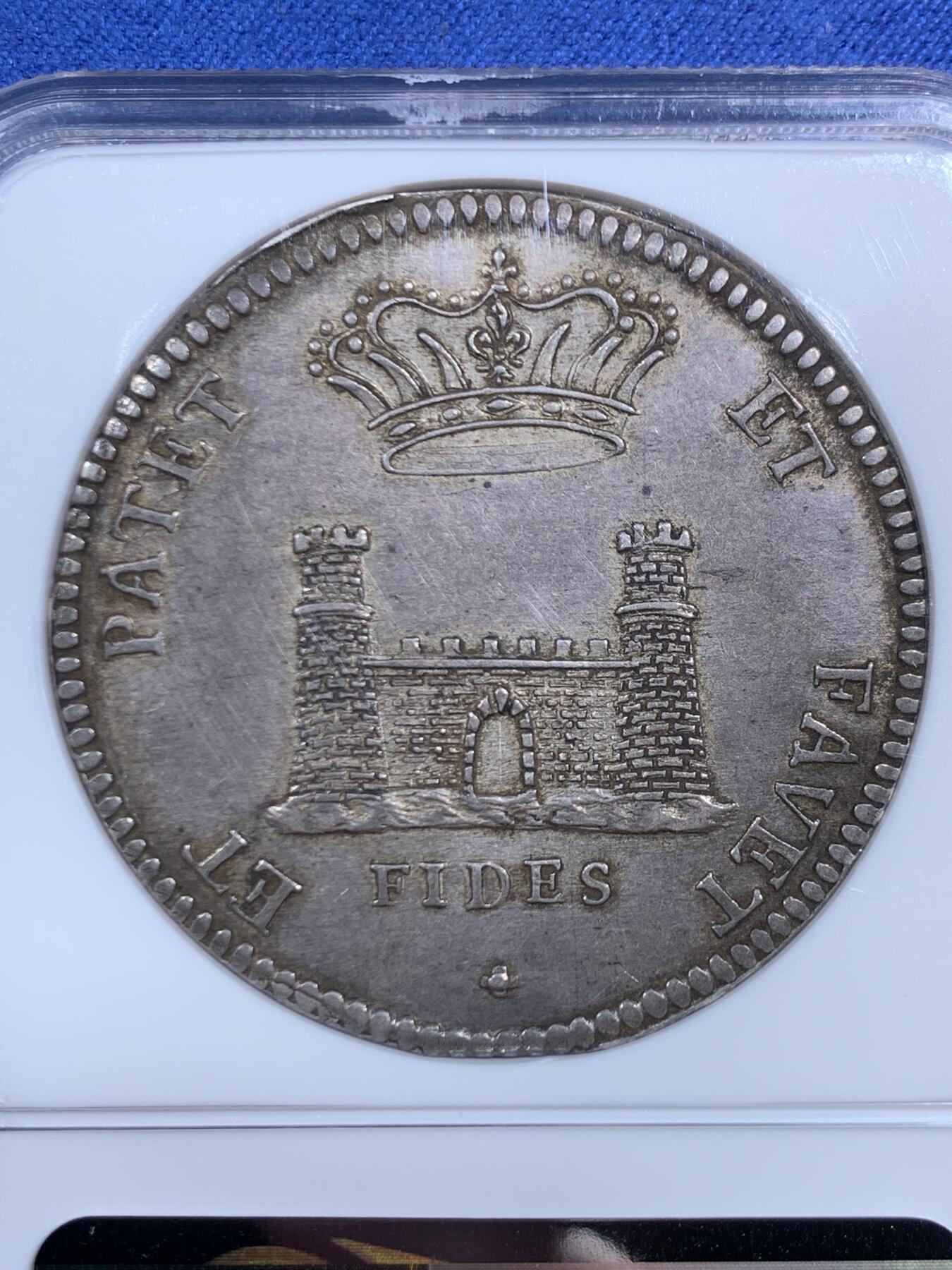 《竞宝斋》第471场 周日，周一，周二 3场连拍 （全场包邮）欢迎送拍 唯一冠军分 NGC AU58 意大利 1708年  托斯卡纳大公国  科西莫三世 城堡泰勒大银币 币胚完整全深打 少之又少 裸币意大利拍卖2W购入 高点极好 低评明显