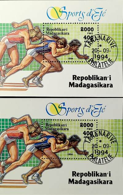 ↓君缘收藏762期☞钱币邮品↓无佣金、可寄存、满30元包邮  - 马达加斯加邮票，1994年奥运体育项目·短跑邮票小型张，随机发一枚