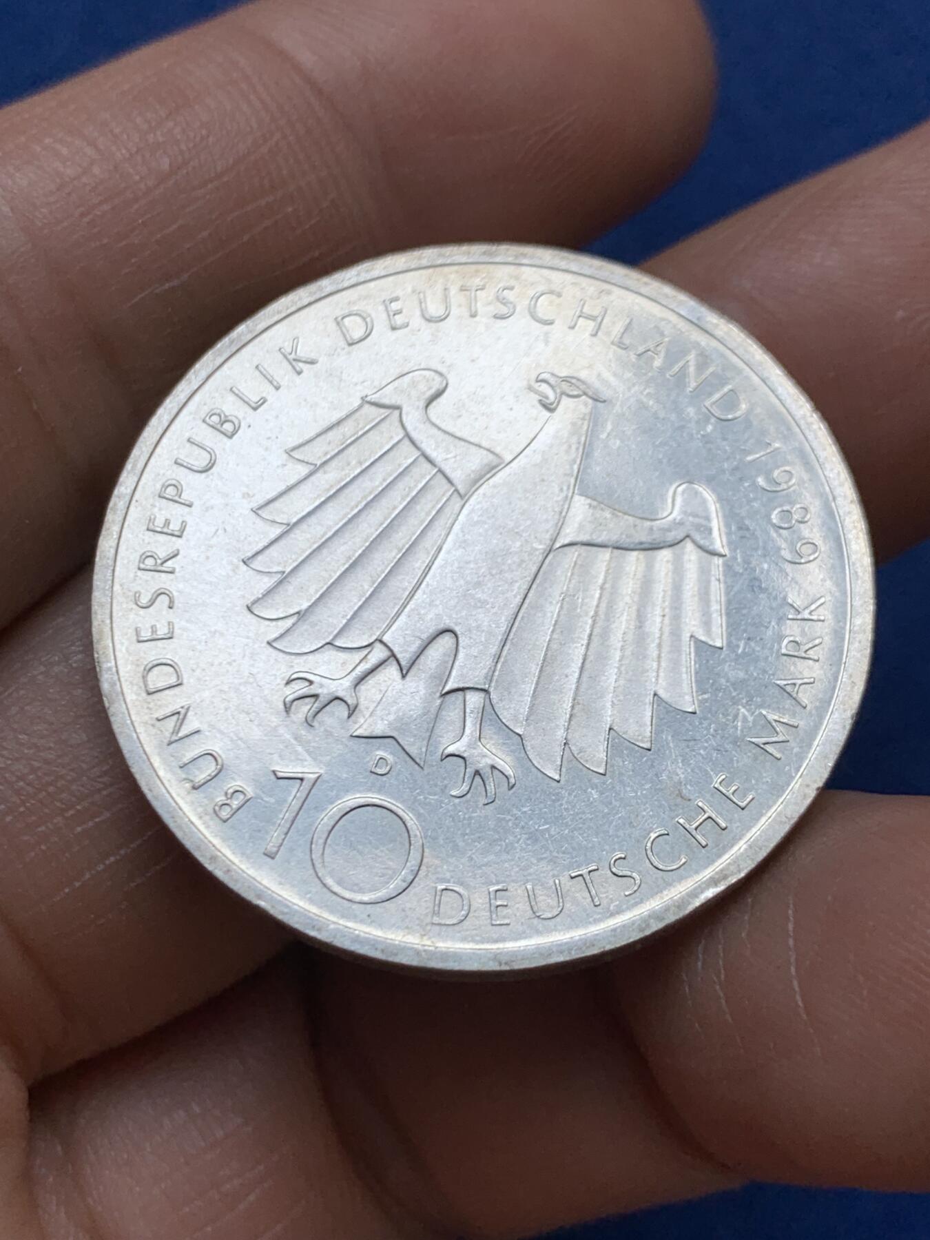 《竞宝斋》第471场 周日，周一，周二 3场连拍 （全场包邮）欢迎送拍 德国1989年波恩市2000周年纪念10马克银币 625银 15.4克