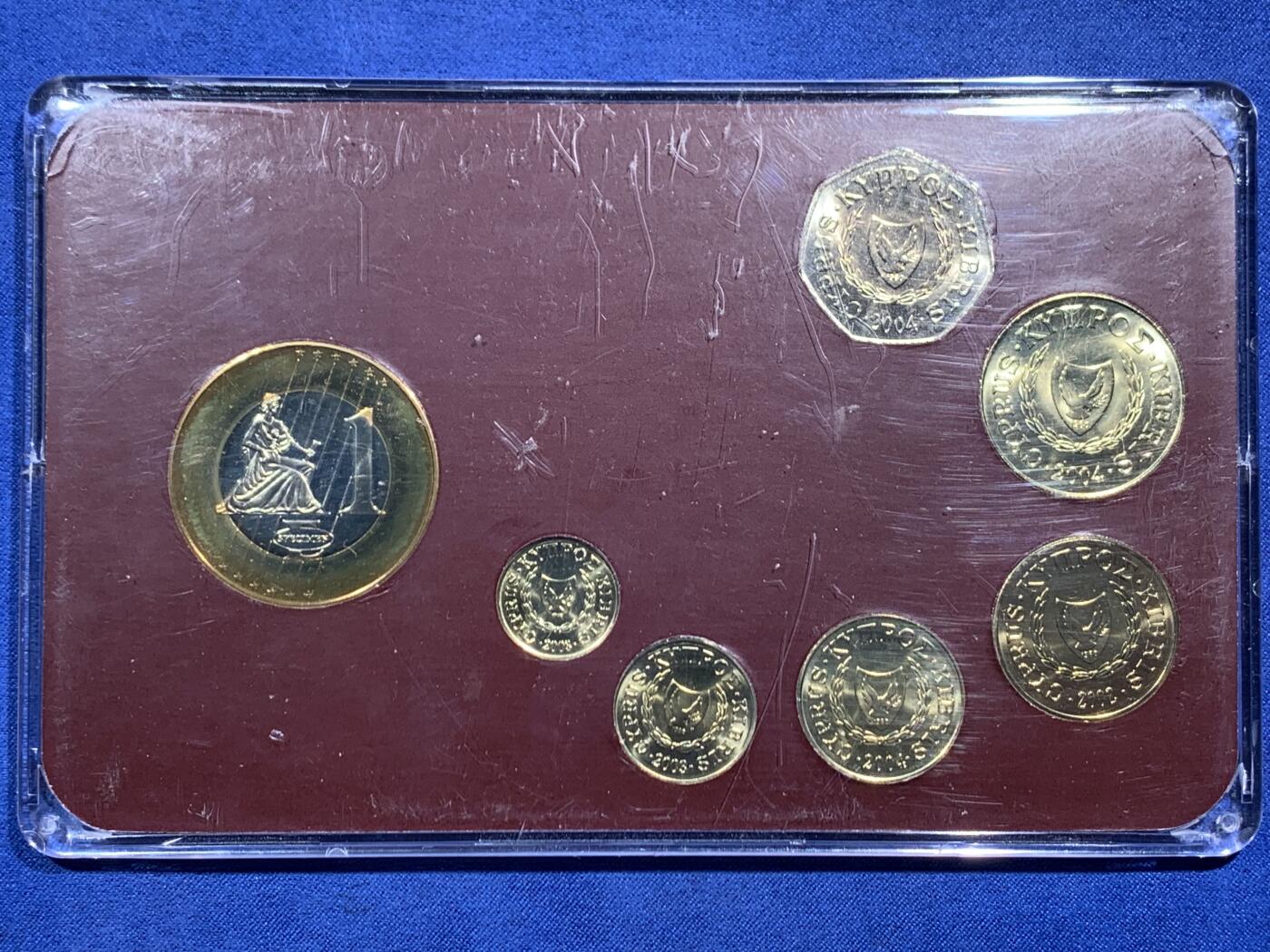 《竞宝斋》第471场 周日，周一，周二 3场连拍 （全场包邮）欢迎送拍 塞浦路斯2002-2004年七枚装套币