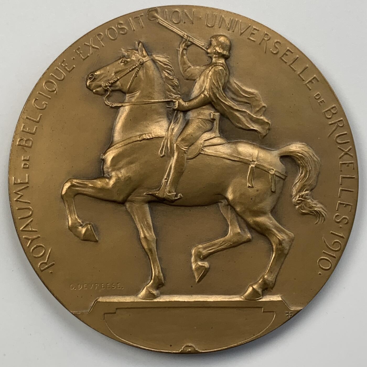 掌中浮雕-藏着的欧洲第055场 1910年比利时布鲁塞尔世博会大铜章，70mm