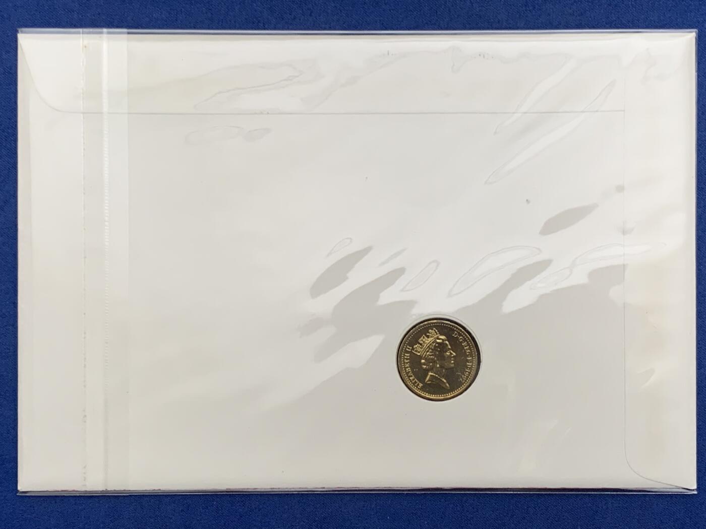 《竞宝斋》第471场 周日，周一，周二 3场连拍 （全场包邮）欢迎送拍 四枚一组 1995-1997年英国1英镑邮币封首日封 英格兰 苏格兰 威尔士 北爱尔兰徽章 神兽系列