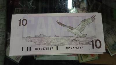 【陆续更新】世界钱币～微拍第240期暨2026年第21期  部分尾货整理陆续低价起拍清仓 - 1989年加拿大10元 纸币全新绝品尾号167（近一刀基本卖完，最后这期的7张，多一张都没有了）