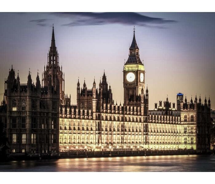 英国1965年 丘吉尔+大本钟高浮雕精制镀银章 35MM