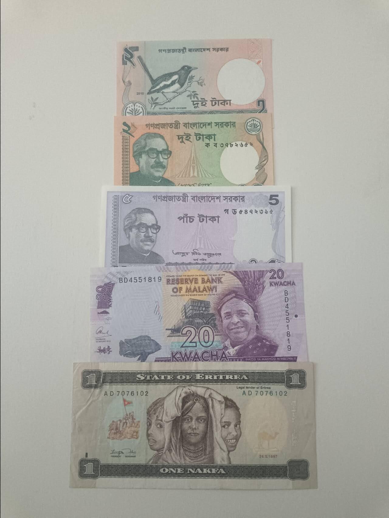 【20260319】非全新纸币和硬币第347场 外国5张纸币