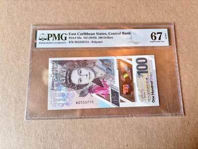 【Blue Auction】世界纸币精拍第795期——18级TOP拍卖/信誉/品质/专业/高效💫 - 东加勒比 2019年100元 PMG67EPQ 