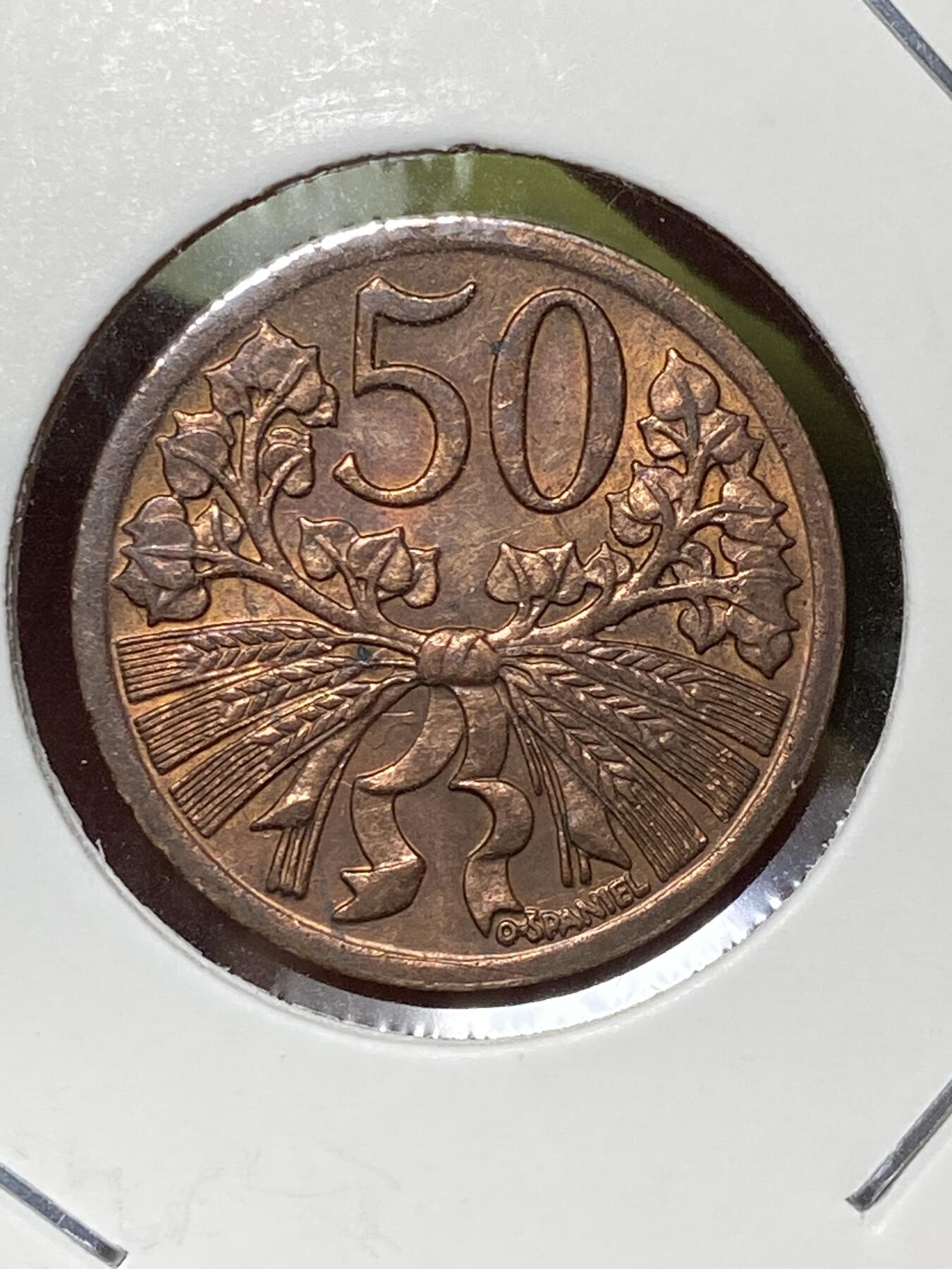 2026年第三十六场(总第二百零五场）外国精品纸夹币场(免佣金) 带光好品–捷克斯洛伐克1947年50赫勒(二战前第二套第一版，青铜材质版)