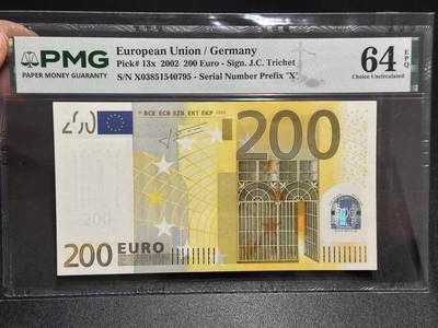 《外钞收藏家》第六百一十八期（精品场）（长期征集拍品、欢迎藏友们联系合作） - 欧洲2002年200元PMG64EPQ二签（X字母，德国）
