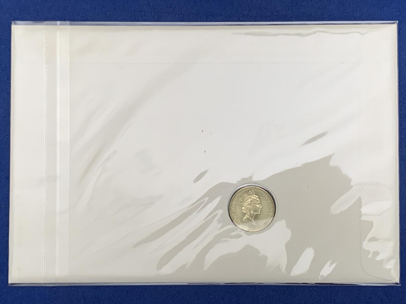 《竞宝斋》第471场 周日，周一，周二 3场连拍 （全场包邮）欢迎送拍 四枚一组 1995-1997年英国1英镑邮币封首日封 英格兰 苏格兰 威尔士 北爱尔兰徽章 神兽系列