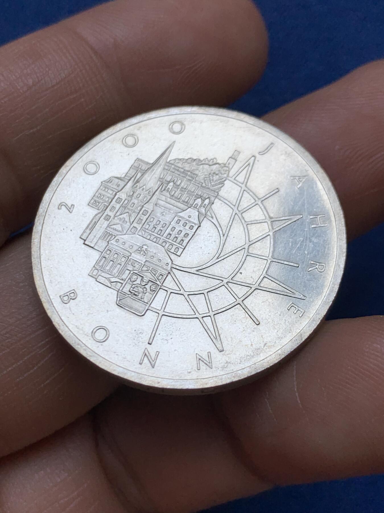 《竞宝斋》第471场 周日，周一，周二 3场连拍 （全场包邮）欢迎送拍 德国1989年波恩市2000周年纪念10马克银币 625银 15.4克