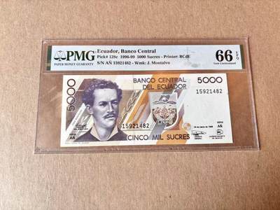 【Blue Auction】世界纸币精拍第795期——18级TOP拍卖/信誉/品质/专业/高效💫 - 厄瓜多尔 1999年5000苏克雷 PMG66EPQ 