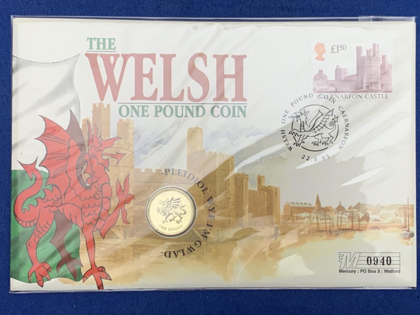 《竞宝斋》第471场 周日，周一，周二 3场连拍 （全场包邮）欢迎送拍 四枚一组 1995-1997年英国1英镑邮币封首日封 英格兰 苏格兰 威尔士 北爱尔兰徽章 神兽系列