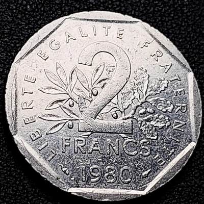 泉币菌-第211场-拍品多 请提前出价（工作最近较忙 发货不及时，望理解） - 法国早期（1980年）2法郎镍币 26mm 播种女神 入欧前 末版 绝版币