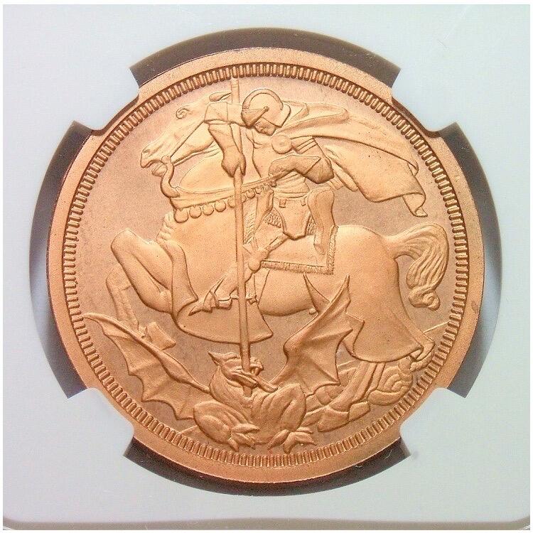 【样币】【艺术】NGC PR67RBCA 英国爱德华七世+屠龙马剑高浮雕精制1克朗样币 发行量仅400枚