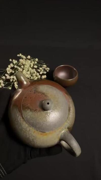 零元拍：原矿紫砂壶柴烧半月+柴烧主人杯（250CC左右）