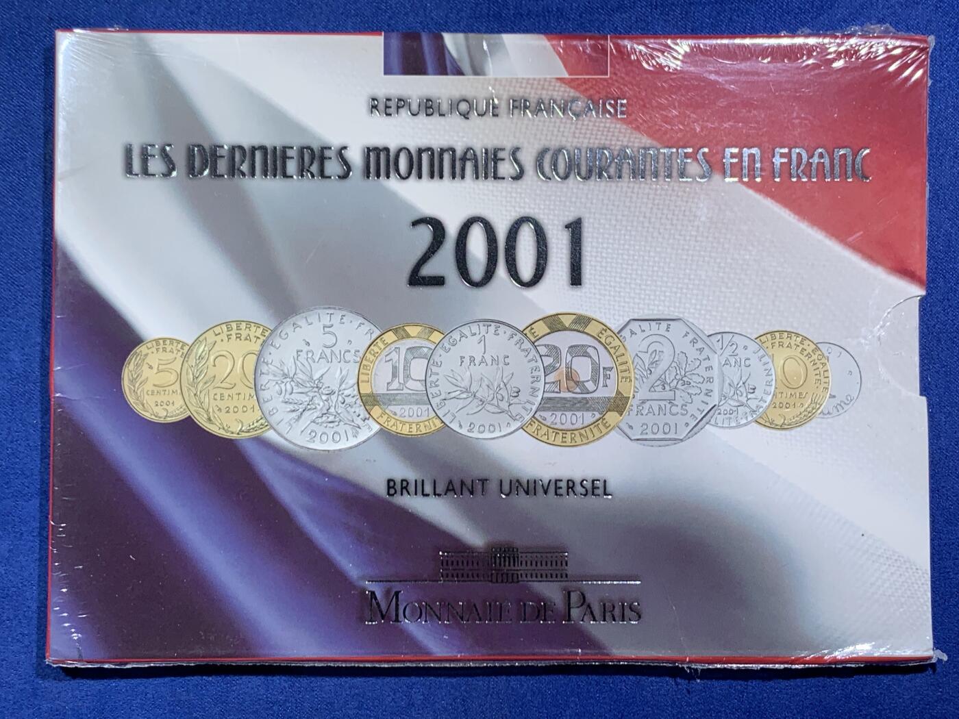 《竞宝斋》第471场 周日，周一，周二 3场连拍 （全场包邮）欢迎送拍 2001法国大小面值清年一套 最后的法郎纪念套 后放行欧元硬币 原封未开封稀少！币见封面图