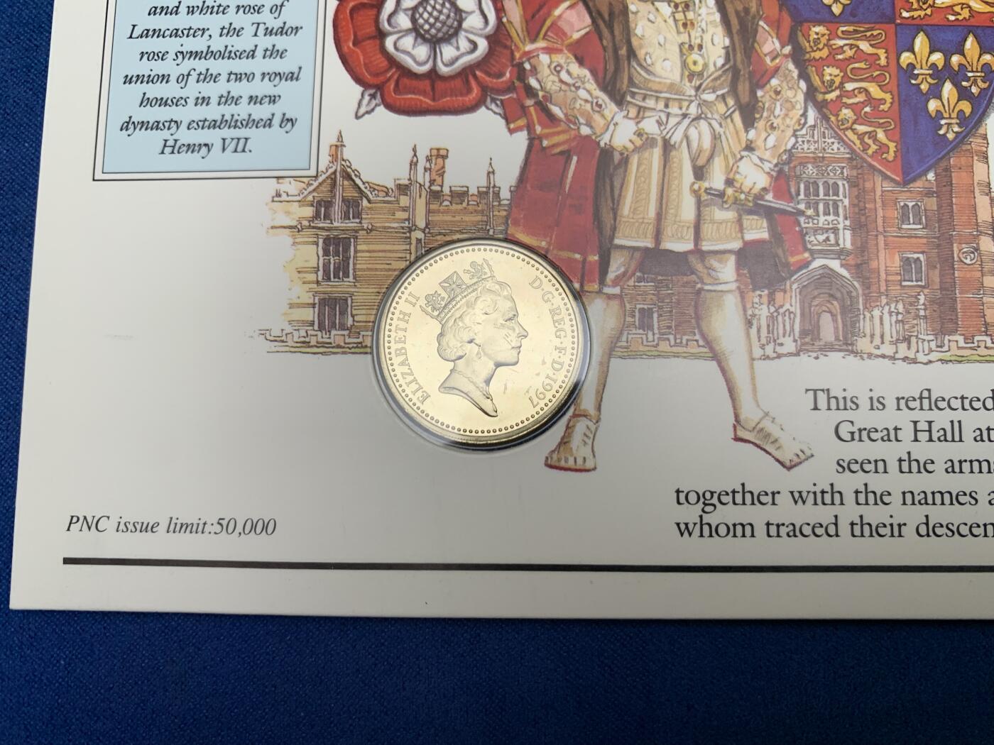 《竞宝斋》第471场 周日，周一，周二 3场连拍 （全场包邮）欢迎送拍 1997年英国1英镑 亨利八世逝世450周年纪念邮币封首日封  英格兰三狮纹饰