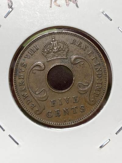 2026年第三十六场(总第二百零五场）外国精品纸夹币场(免佣金) - 英属东非1936单年份5分(爱德华八世时期，KN标金斯诺顿厂造)