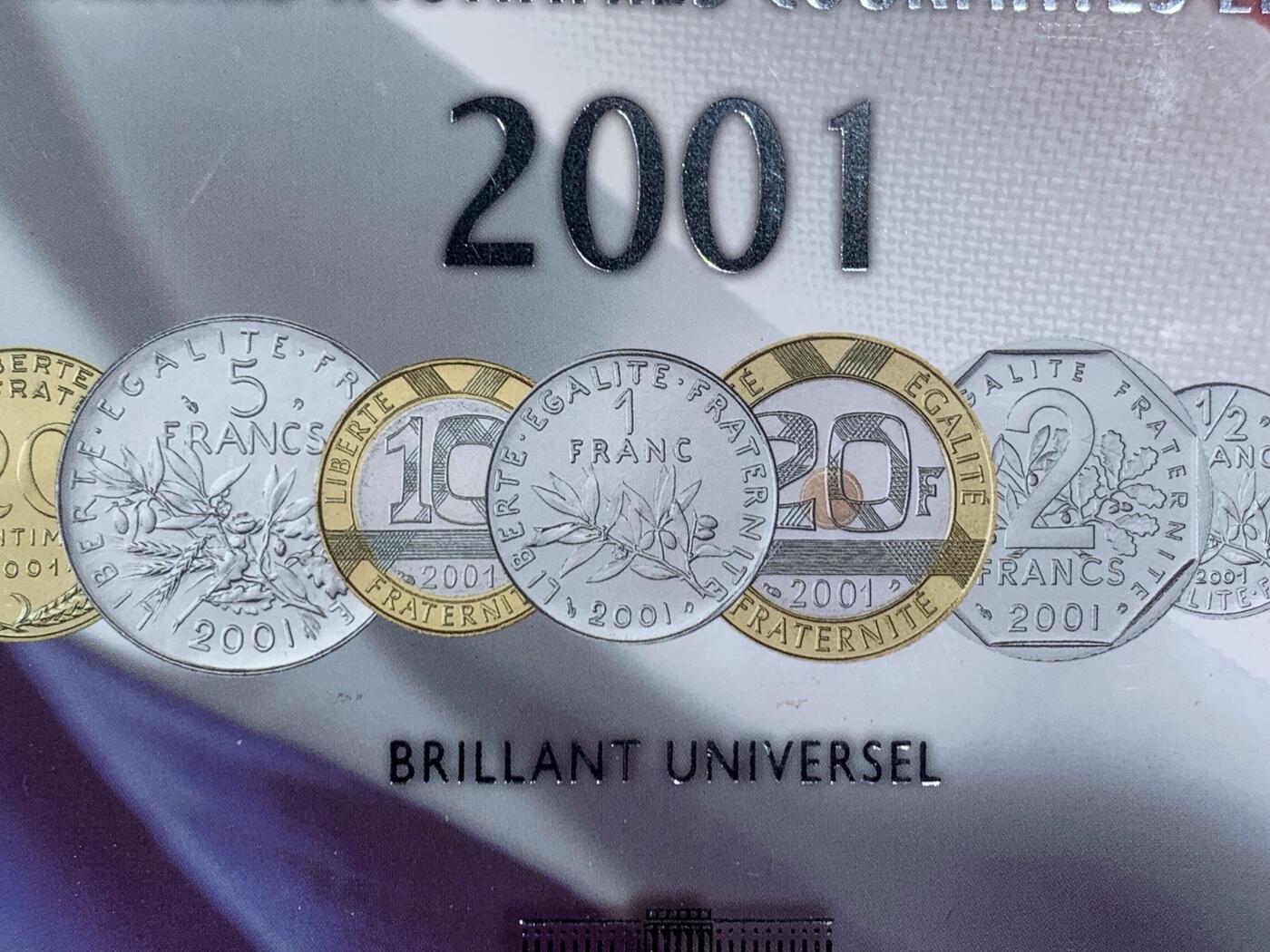 《竞宝斋》第471场 周日，周一，周二 3场连拍 （全场包邮）欢迎送拍 2001法国大小面值清年一套 最后的法郎纪念套 后放行欧元硬币 原封未开封稀少！币见封面图