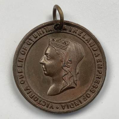 掌中浮雕-藏着的欧洲第055场 - 1897年英国维多利亚女王登基60周年纪念铜章，33mm