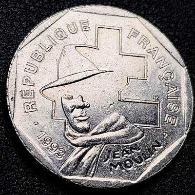 泉币菌-第211场-拍品多 请提前出价（工作最近较忙 发货不及时，望理解） - 欧洲 法国1993 年 2 法郎镍币 让・穆兰纪念币 26.5mm