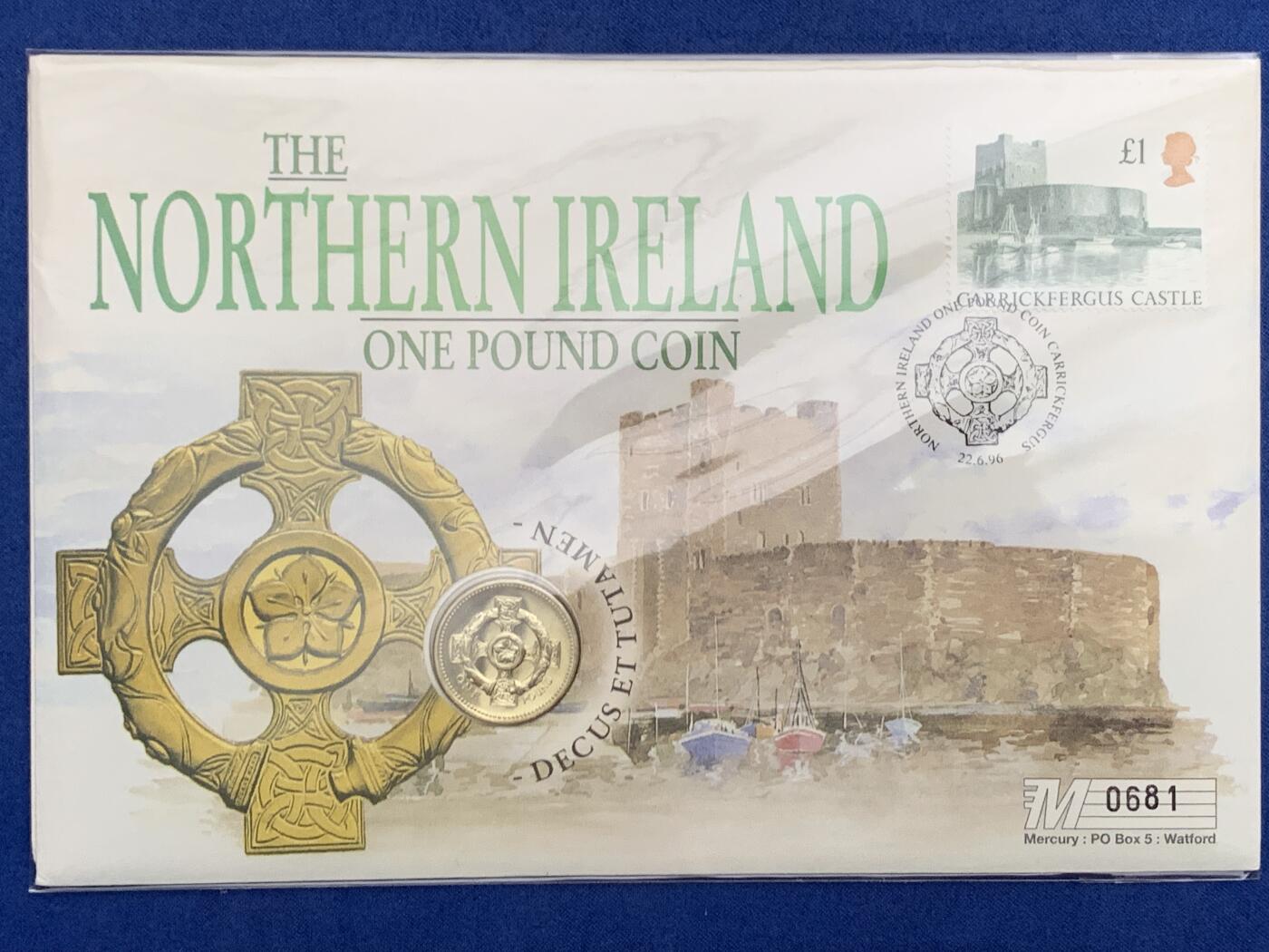 《竞宝斋》第471场 周日，周一，周二 3场连拍 （全场包邮）欢迎送拍 四枚一组 1995-1997年英国1英镑邮币封首日封 英格兰 苏格兰 威尔士 北爱尔兰徽章 神兽系列