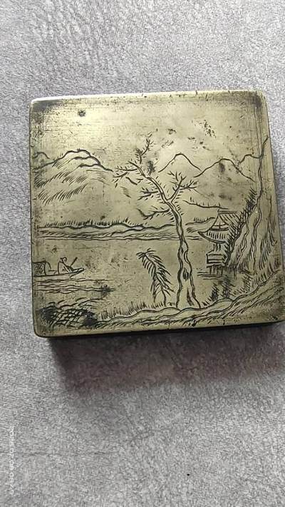 刻铜墨盒盖，92*92厚重 - 刻铜墨盒盖，92*92厚重